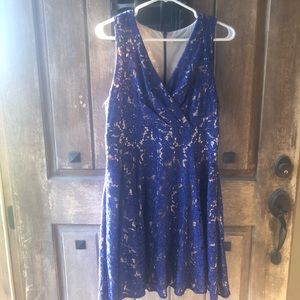 Bright blue Eliza J lace dress with pockets